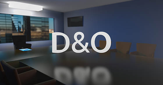 D and O. Directors and officers liability Insurance concept. Director's office with a large table and skyscrapers outside the window. 3d rendering. 3D Illustration